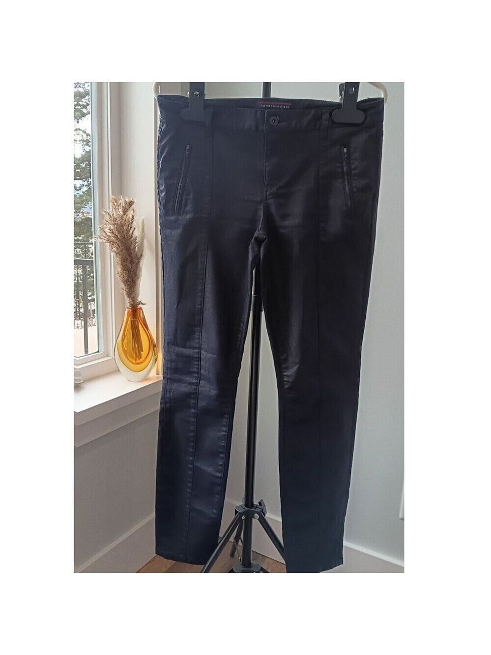 Size 10 Tommy Hilfiger Jegging Legging Women Deep Blue Shiney With Zipper Pocket